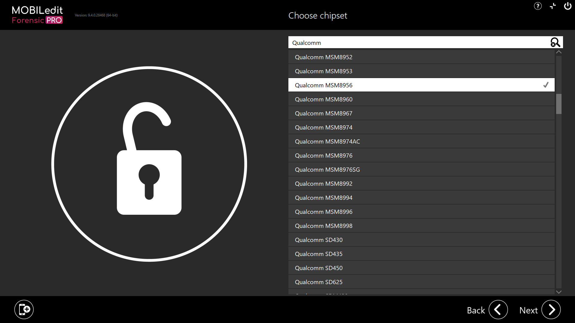 MOBILedit Forensic PRO 9.4_Security bypassing_By chipset.PNG